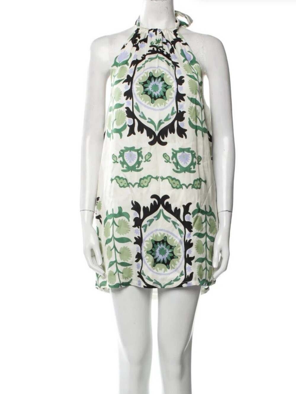 Green Medallion Halter Mini Dress